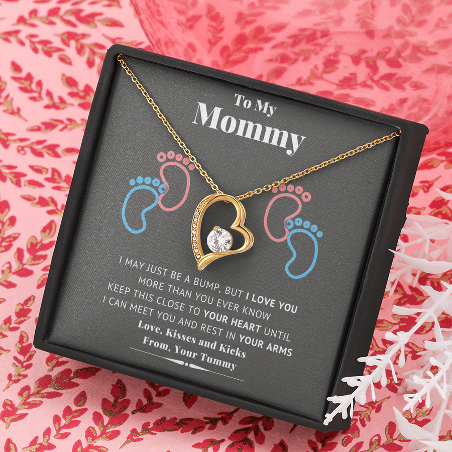 To My Mommy Love Kisses and Kieks From Your Tummy - New Mommy Necklace - New Mom Gift Jewelry, First Time Mom Gift for First Mother's Day Gift for New Mom Necklace Birthstone, New Mommy Gift