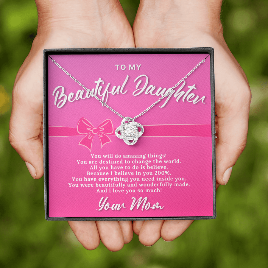 To My Beautiful Daughter - Love Knot Necklace Birthday Gift for Daughter, Birthday Gift for Daughter, Gift for Daughter, Necklace for Daughter