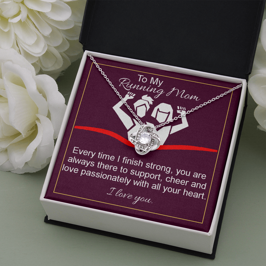 Love Knot Necklace With Support Cheer and Love Message Card (gift for mother)