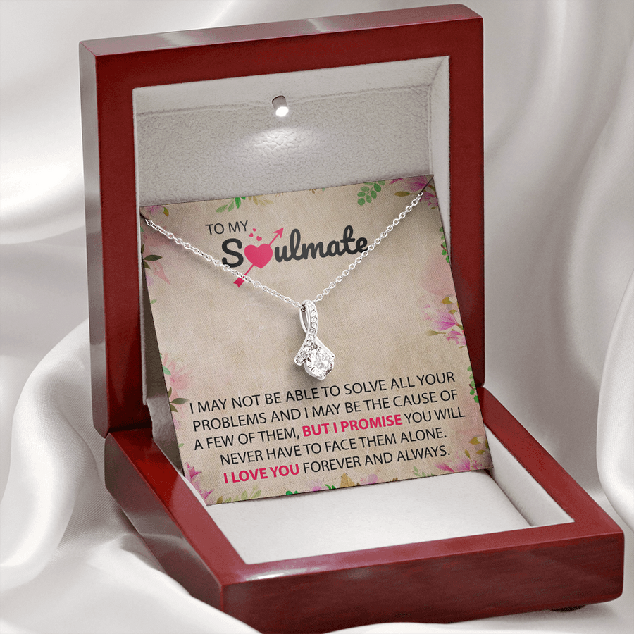 To My Soulmate- White Gold Alluring Love Necklace