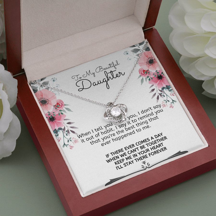 To My Daughter Interlocking Hearts Necklace - Keep Me in Your Heart - Heart Anchor Necklace, Best Christmas Gift Ideas, Birthday Gift for Daughter, to My Daughter Necklace, Present From Mom