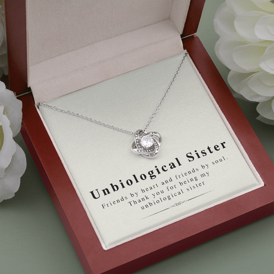 Unbiological Sister - the Perfect Gift for Bffs - Friendship Knot Necklace - Love Knot Necklace to My Unbiological Sister Christmas Gift for Best Friend Gift Jewelry to My Best Friend Present for Bff Birthday Gift