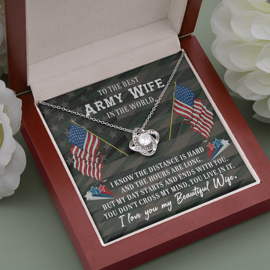To The Best Army Wife In The World Necklace Anniversary Gift For Wife, Gift For Wife, Necklace For Wife, Birthday Gift For Wife, Gift For Wife Birthday, Love Knot