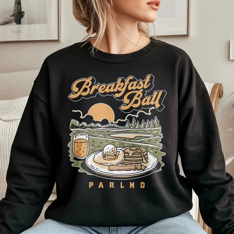 Breakfast Ball Golf Sweatshirt | Funny Retro Golfer Breakfast Graphic | Premium Soft Blend Pullover | Unique Gift for Golfers Men and Women