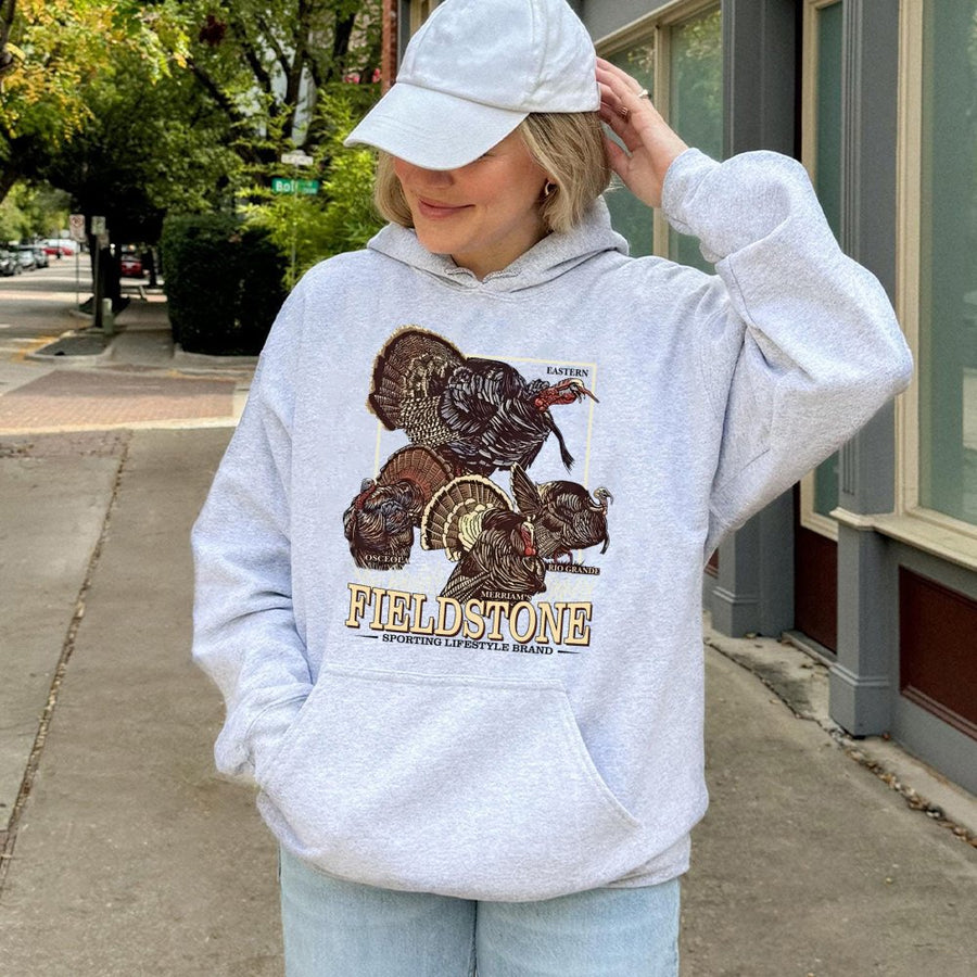 Wild Turkey Hoodie | Four Turkey Species Hunting Graphic | Premium Cotton Blend | Gift for Hunter and Outdoor Enthusiast