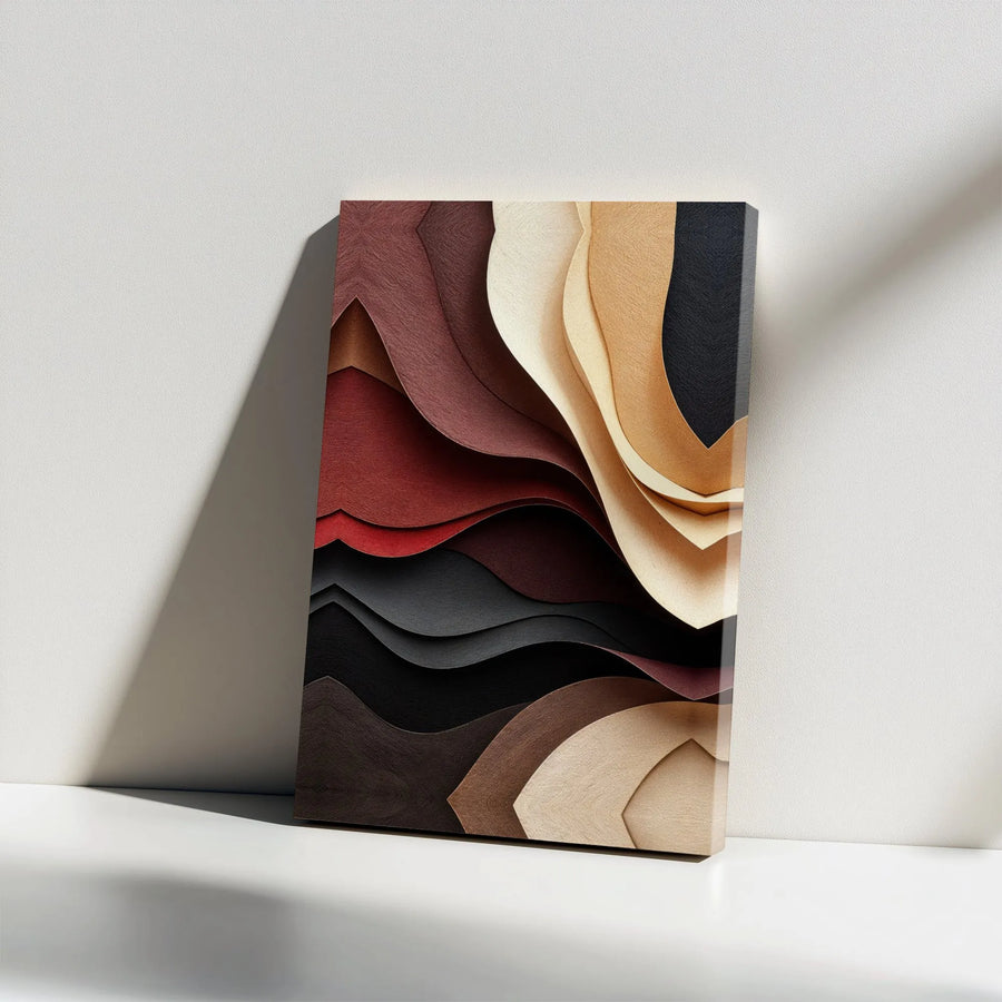 Abstract Canvas Wall Art | Textured Earth Tone Waves Print | Premium Fade-Resistant Canvas | Modern Living Room & Office Decor Gift