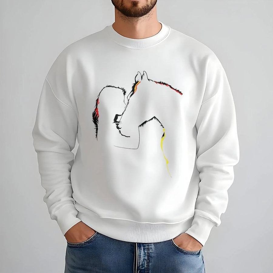 Horse Sweatshirt | Minimalist Equestrian Line Art Design | Cotton-Blend Unisex Crewneck | Gift for Horse Lovers and Cowgirls