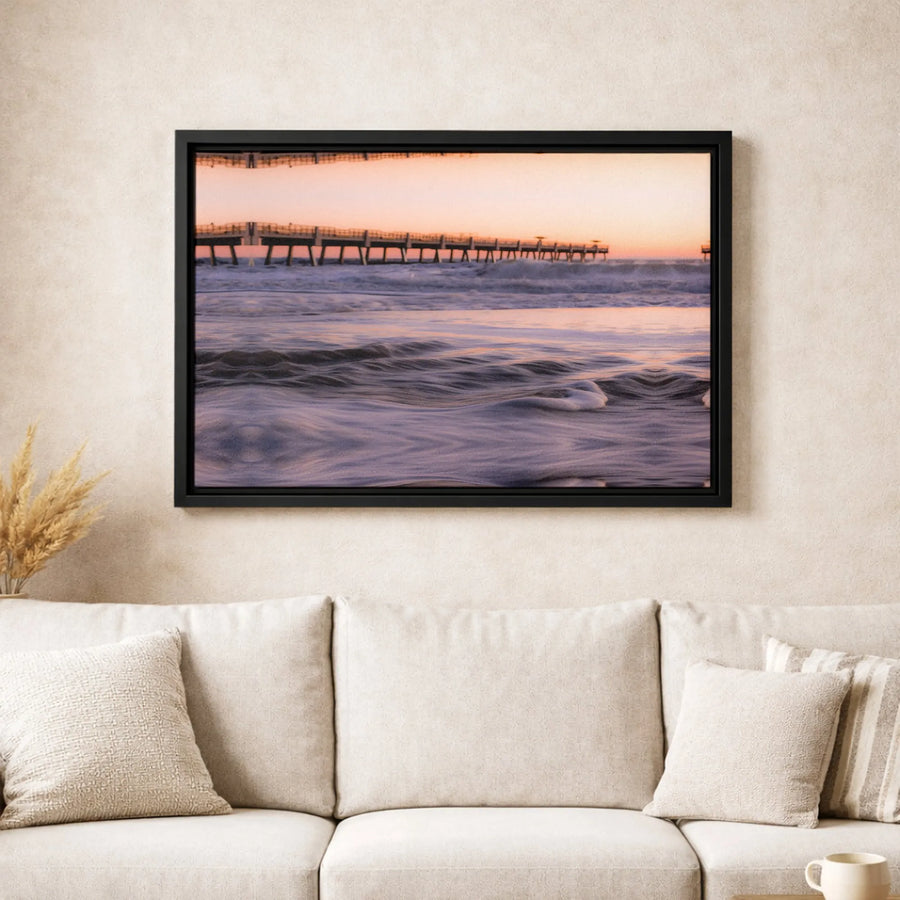 Ocean Pier Canvas Print | Sunset Beach Scenery Wall Art | Gallery Quality 1.25" Profile | Coastal Home Decor Gift