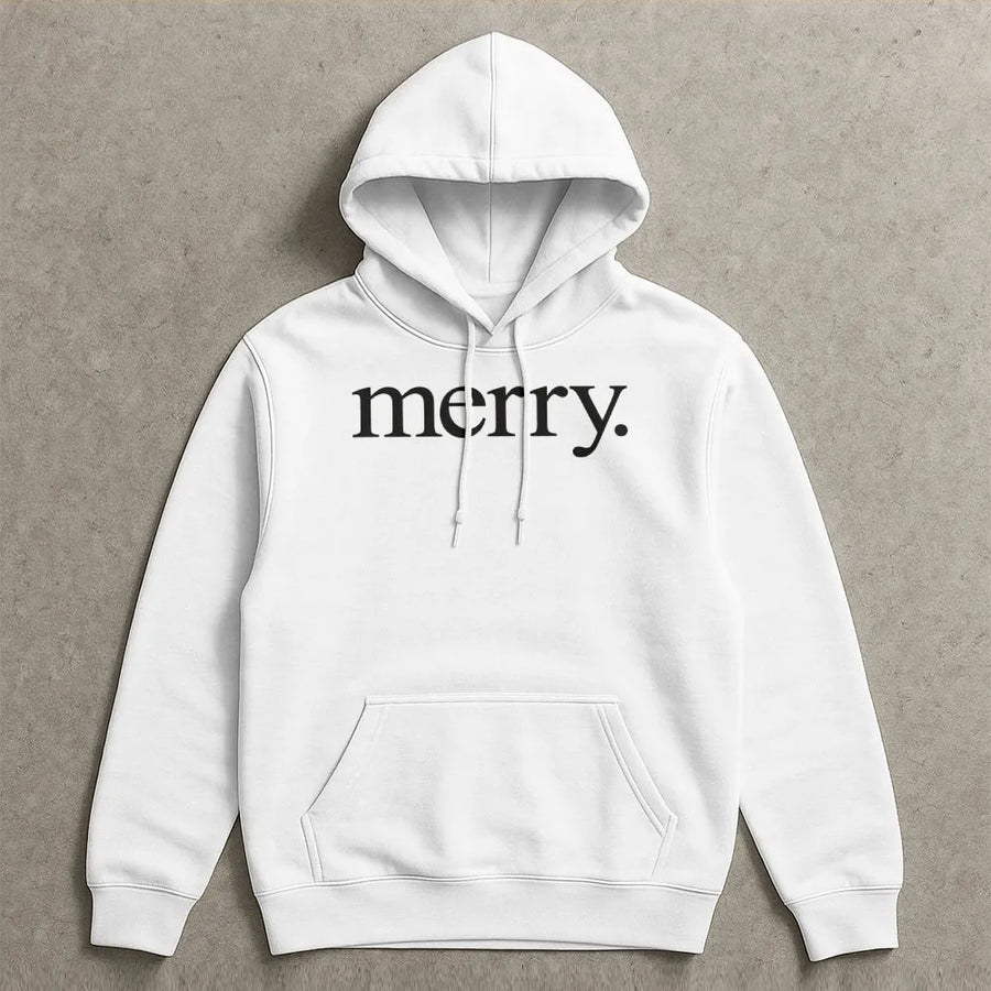 Merry Christmas Hoodie | Minimalist Holiday Typography Graphic | Premium Cotton Blend | Cozy Gift for Women and Men
