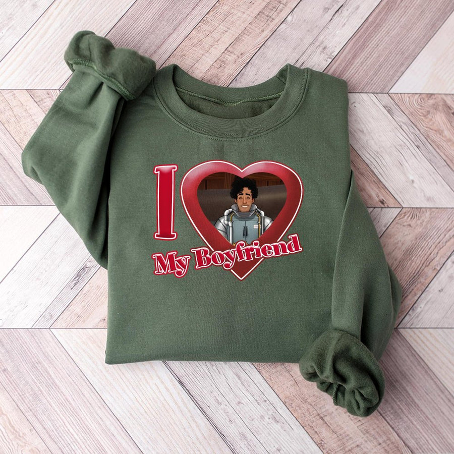 I Love My Boyfriend Graphic Sweatshirt | Dating Sim Gamer Aesthetic | Premium Cotton Blend | Funny Y2K Retro Gift for Gamers