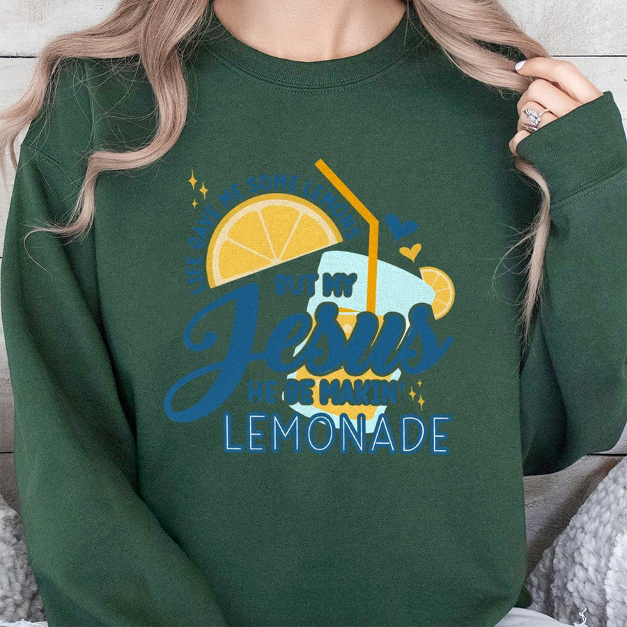 Jesus Lemonade Sweatshirt | Christian Faith Quote Graphic | Cotton Polyester Blend | Religious Gift for Women and Men
