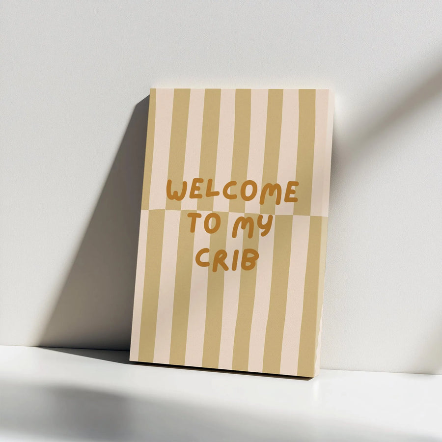 Welcome To My Crib Canvas Wall Art | Modern Striped Nursery Decor | Premium Canvas Art Print | Gift for New Parents or Baby Shower