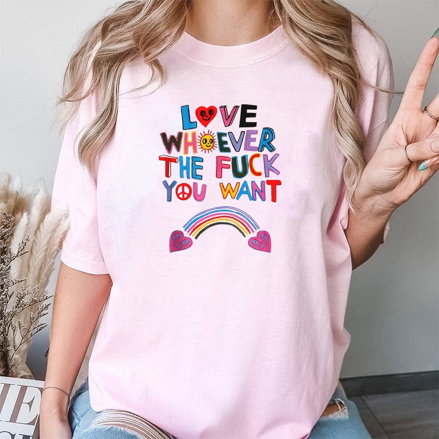 Love Whoever The F*ck You Want T-Shirt | Colorful Rainbow Pride Graphic Tee | 100% Cotton Premium Quality | LGBTQ+ Awareness Gift for Pride Month