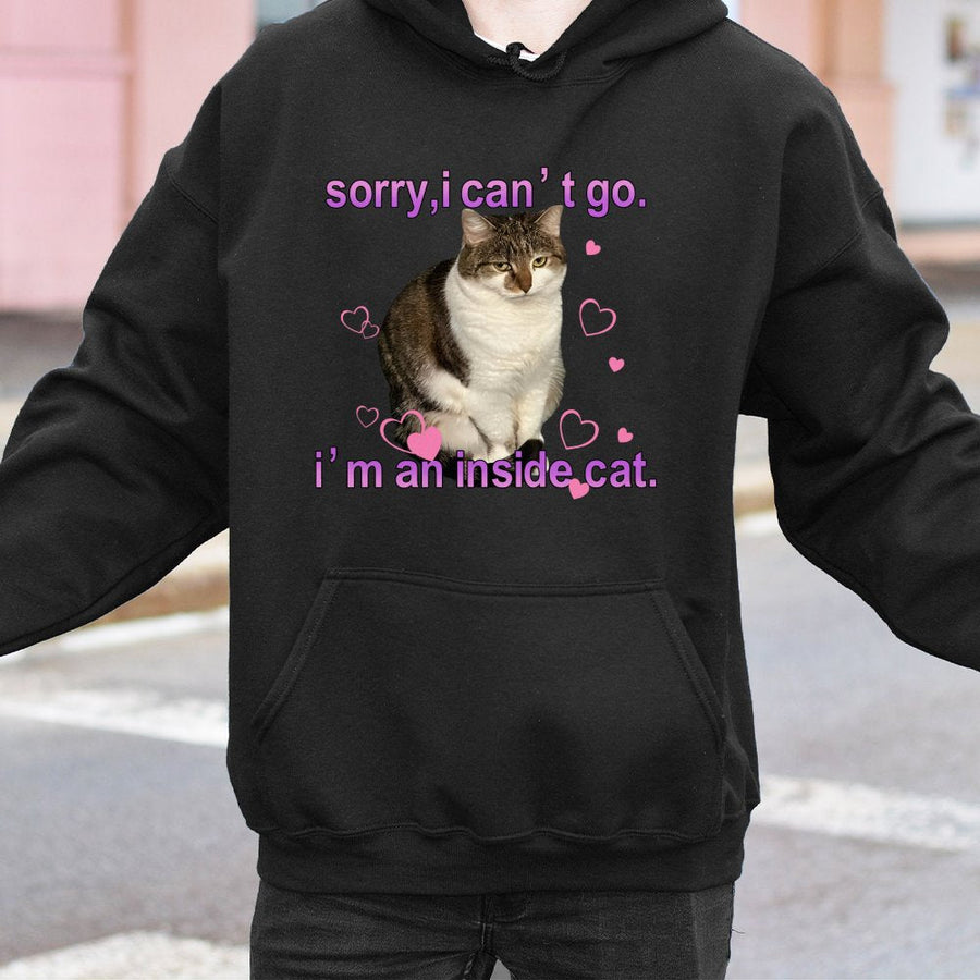 I'm An Inside Cat Hoodie | Funny Introvert Aesthetic Graphic | Premium Cotton Blend | Unisex Gift For Cat Lovers And Homebodies