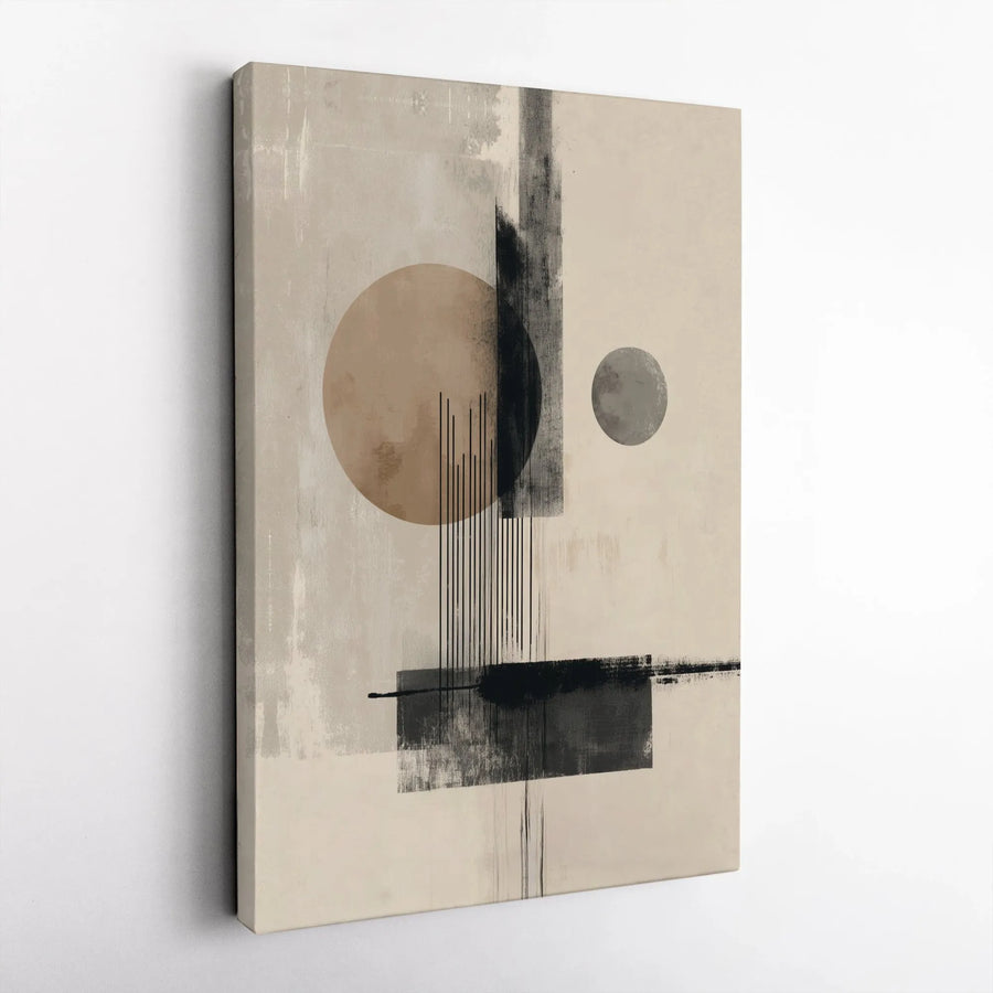 Abstract Geometric Wall Art | Minimalist Neutral Mid Century Modern Canvas Print | Premium Gallery Wrapped | Home Office Living Room Decor Gift