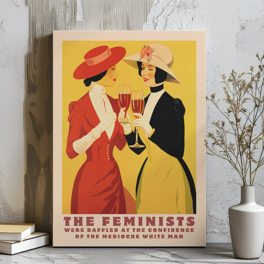 Feminist Wall Art Canvas | Retro Vintage Aesthetic Poster | Premium Gallery Wrap Print | Witty Quote Decor for Office or Living Room Gift