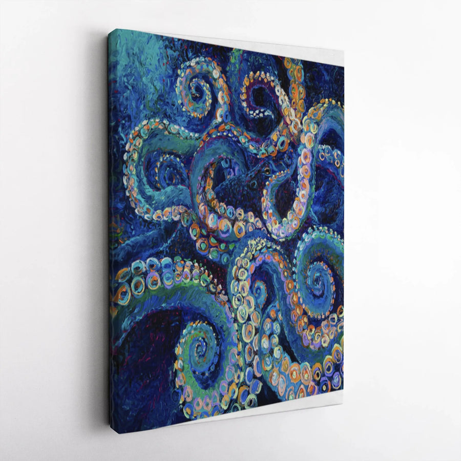 Abstract Octopus Canvas Print | Colorful Textured Tentacle Art | Premium Gallery Wrapped Canvas | Nautical Wall Decor Gift for Ocean Lovers