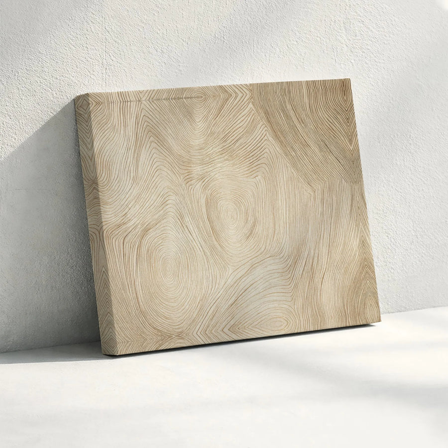 Abstract Wood Grain Canvas Wall Art | Minimalist Ring Pattern Texture | Premium Gallery-Wrapped Decor | Modern Living Room Home Interior