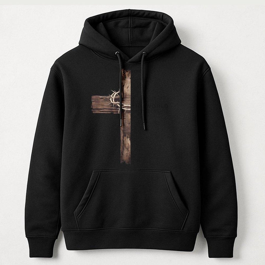 Christian Cross Hoodie | Rustic Crown of Thorns Graphic | Premium Cotton Blend | Religious Gift for Men and Women