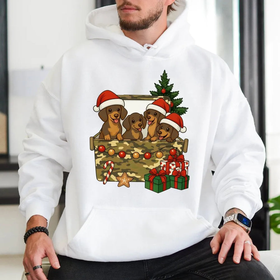 Dachshund Christmas Hoodie | Cute Wiener Dog Puppy Graphic | Premium Cotton Blend | Holiday Gift for Dog Mom and Dog Lover