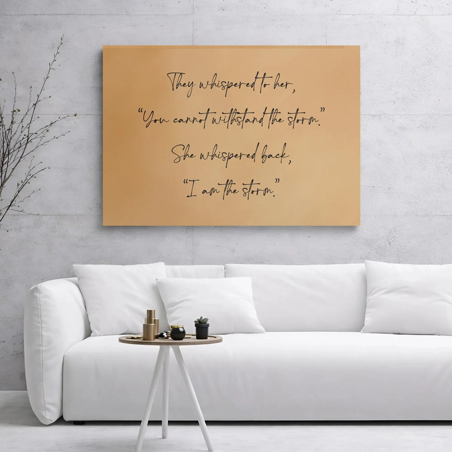 I Am The Storm Wall Art | Empowering Feminist Quote Canvas | Premium 1.25 Inch Gallery Wrap | Motivational Home Office Decor Gift
