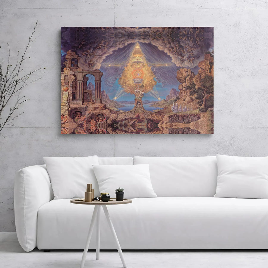 Tree Of Life Canvas Wall Art | Surreal Visionary Landscape Print | Premium 1.25 Inch Gallery Wrap | Esoteric Home Decor For Spiritual Seekers