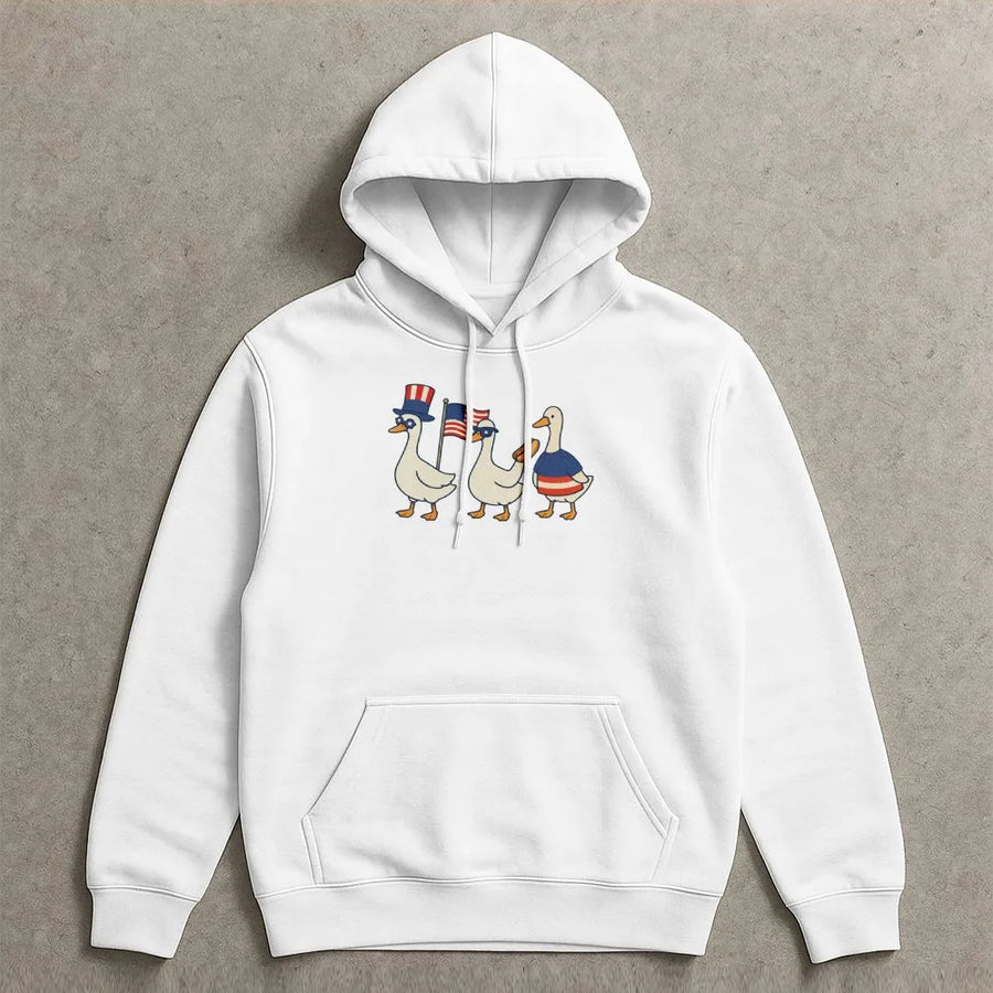 Silly Goose 4th of July Hoodie | Funny Patriotic Goose Parade Graphic | Premium Soft Cotton Blend | Unique Independence Day Gift