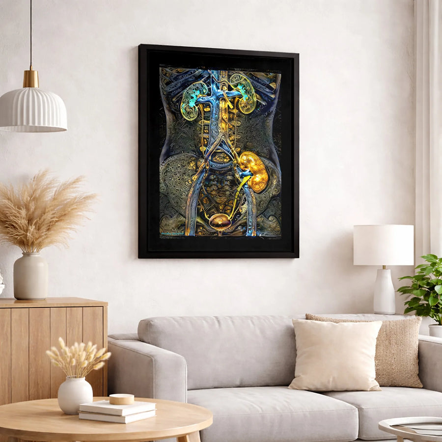 Human Urinary System Canvas Art | Ornate Anatomical Kidney & Bladder Print | Premium Gallery-Wrapped Wall Decor | Medical Professional Gift