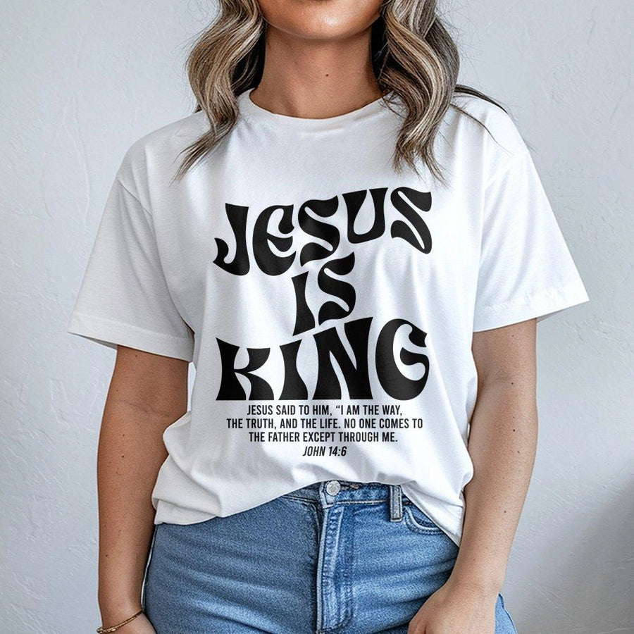 Jesus Is King T-Shirt | John 14:6 Bible Verse Graphic | Premium 100% Cotton Christian Apparel | Faith-Based Religious Gift for Men and Women