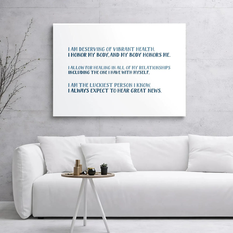 Daily Affirmation Canvas Wall Art | Positive Healing Quotes | Premium Gallery Wrap Print | Mindfulness Home Decor Gift for Her