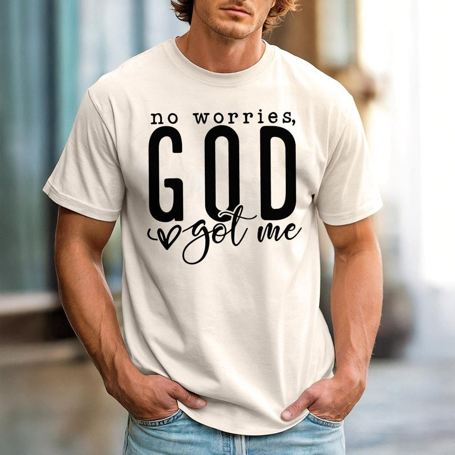 No Worries God Got Me T-Shirt | Minimalist Faith Graphic Tee | 100% Cotton Premium Quality | Christian Apparel Gift For Her Him