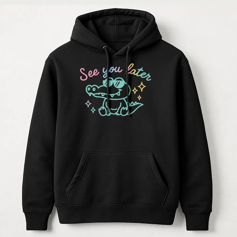 Teacher Alligator Hoodie | See You Later Cartoon Graphic | Soft Cotton Blend Pullover | Last Day of School Gift for Teacher