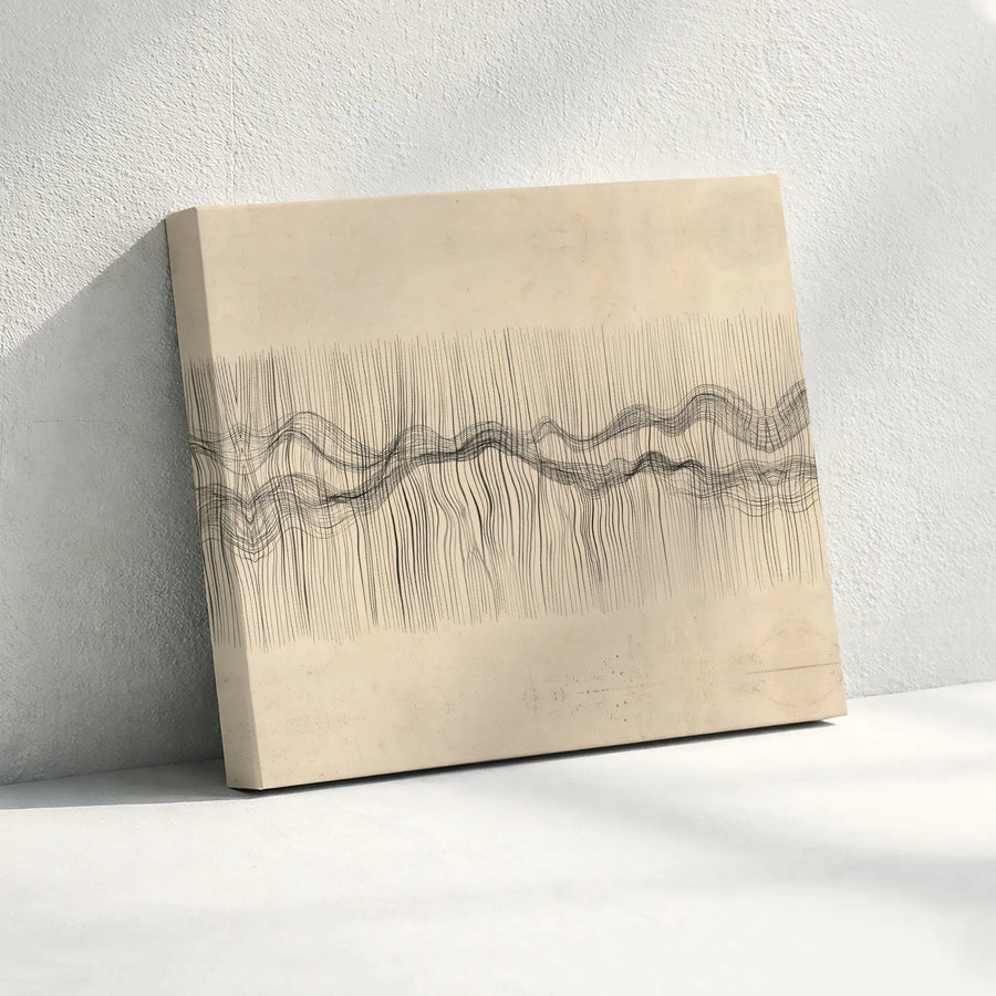Abstract Soundwave Canvas Art | Minimalist Wavy Line Drawing | Premium Gallery Wrap Canvas | Modern Office Wall Decor Gift