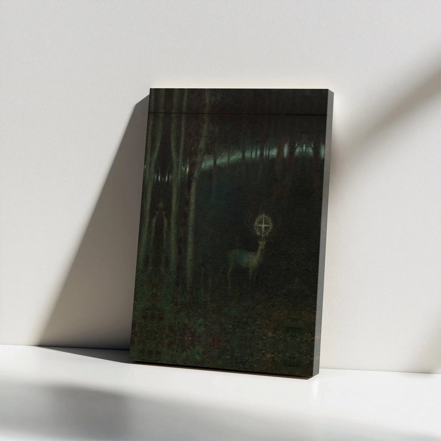 Mystical Stag Canvas Print | Vintage Dark Academia Forest Painting | Premium Thick Gallery Canvas | Moody Gothic Home Decor Gift