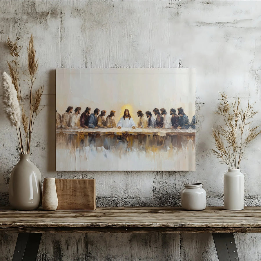 The Last Supper Wall Art | Modern Abstract Christian Canvas | Premium Gallery Wrap | Religious Home Decor Gift