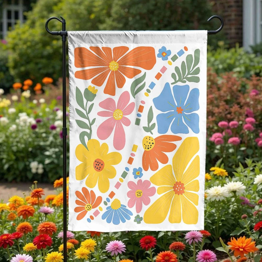 Floral Garden Flag | Vibrant Boho Flower Outdoor Decor | Weather-Resistant Premium Polyester | Housewarming Garden Gift for Home and Yard