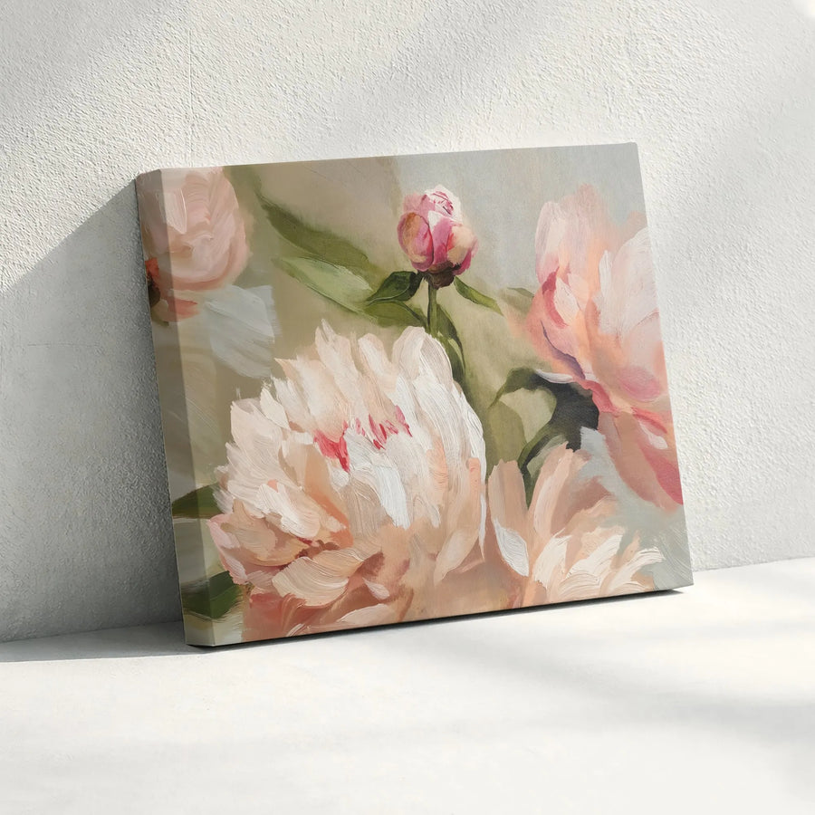 Peony Canvas Wall Art | Vintage Impressionist Floral Painting | 1.25" Thick Gallery Wrap Canvas | Premium Botanical Home Decor