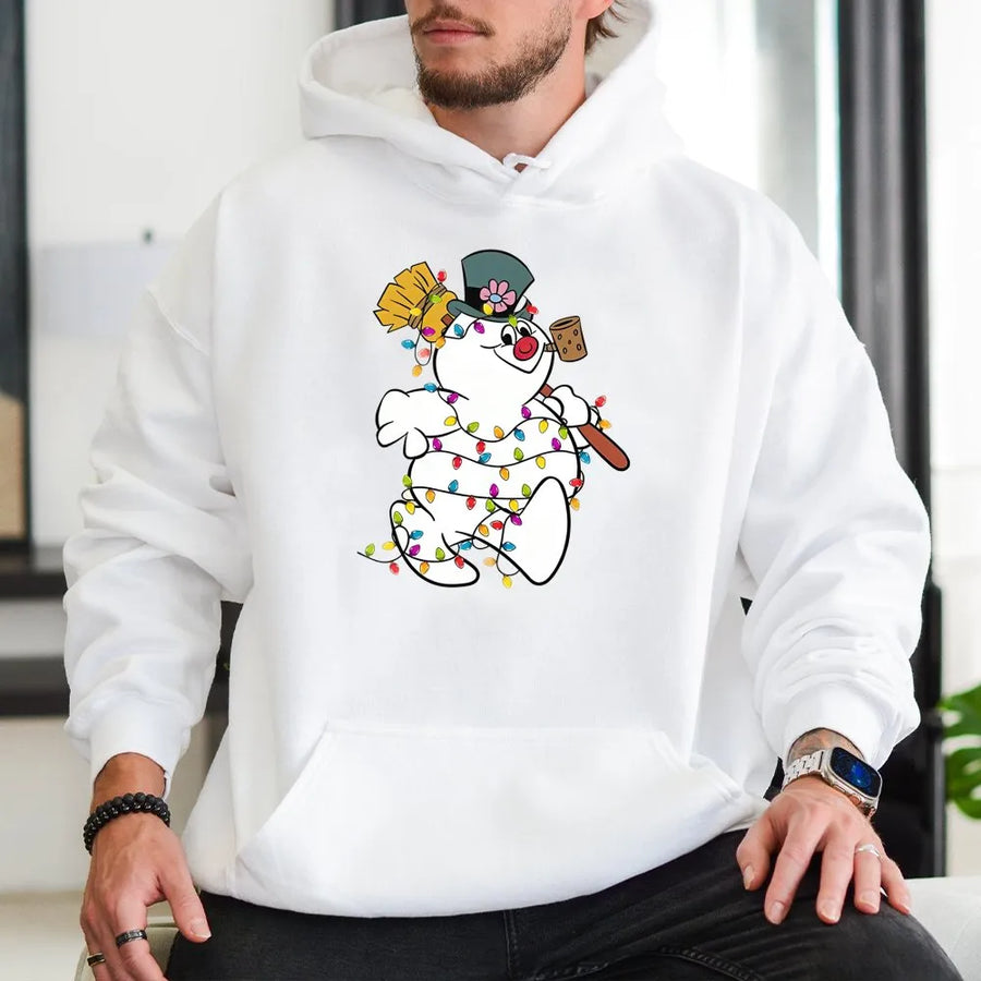 Christmas Snowman Hoodie | Festive Light Up Graphic | Premium Cotton Blend | Unisex Holiday Gift for Men and Women