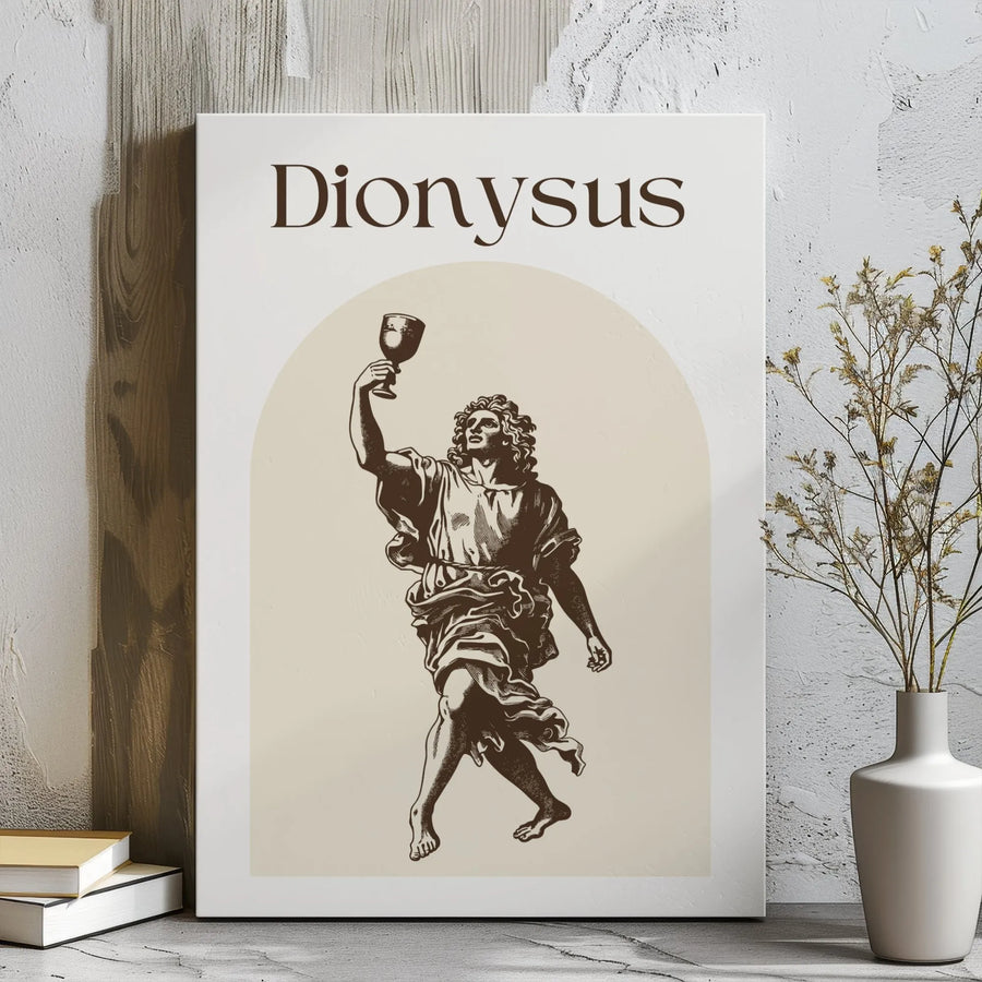 Dionysus Greek God Wall Art | Minimalist Wine Aesthetic Print | Premium 1.25" Gallery Wrap Canvas | Mythology Decor for Home Office