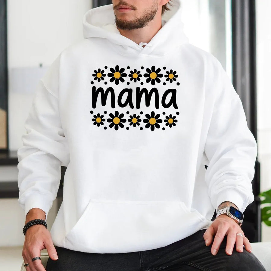 Floral Mama Hoodie | Cute Daisy Graphic Crewneck | Premium Soft Cotton Blend | Mother's Day Gift for New Mom