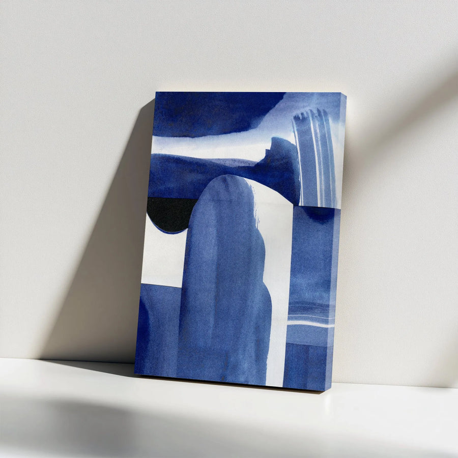 Abstract Blue Watercolor Canvas Print | Modern Minimalist Indigo Brushstrokes | Premium Gallery Quality 1.25" Thick Canvas | Modern Home Decor Gift