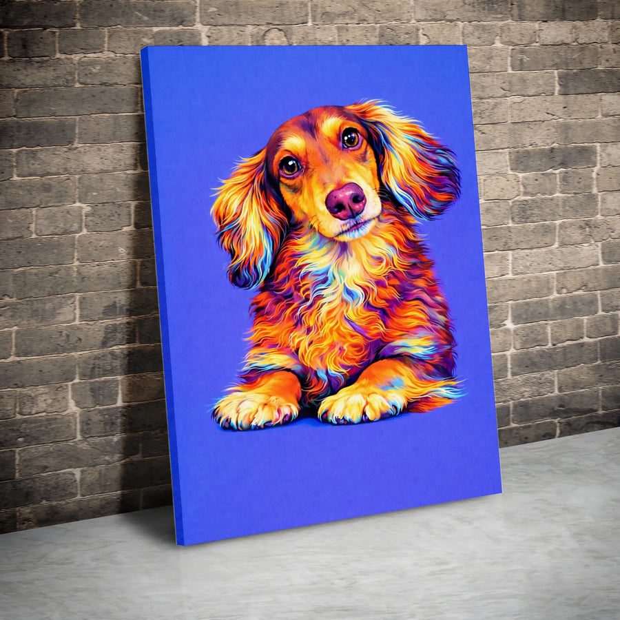 Colorful Dachshund Canvas Wall Art | Vibrant Pop Art Wiener Dog Portrait | Premium Gallery Quality Print | Gift for Dog Lover Home Decor