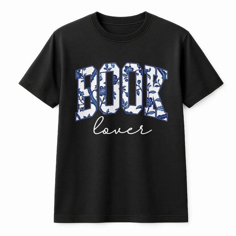 Book Lover T-Shirt | Floral Varsity Lettering Design | Premium Soft Cotton Blend | Gift for Librarian, Teacher, or Bookworm