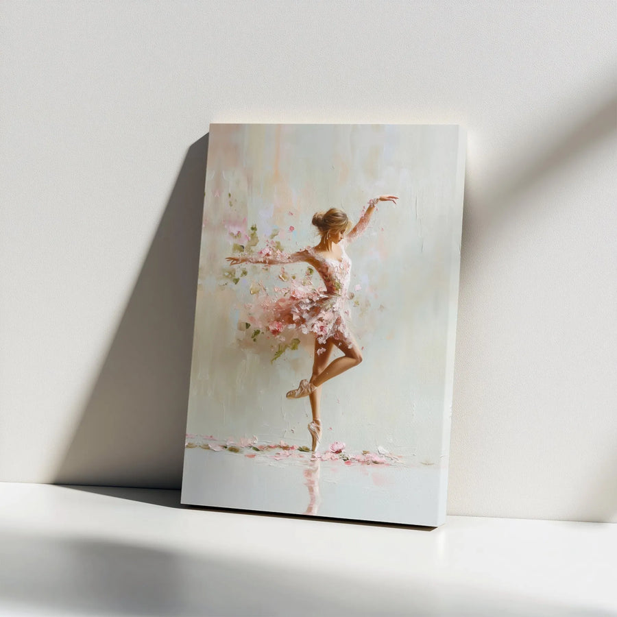 Ballerina Wall Art Canvas | Floral Pink Dancer Oil Painting | Premium Gallery Wrapped Decor | Gift for Ballet Dancers and Dance Lovers