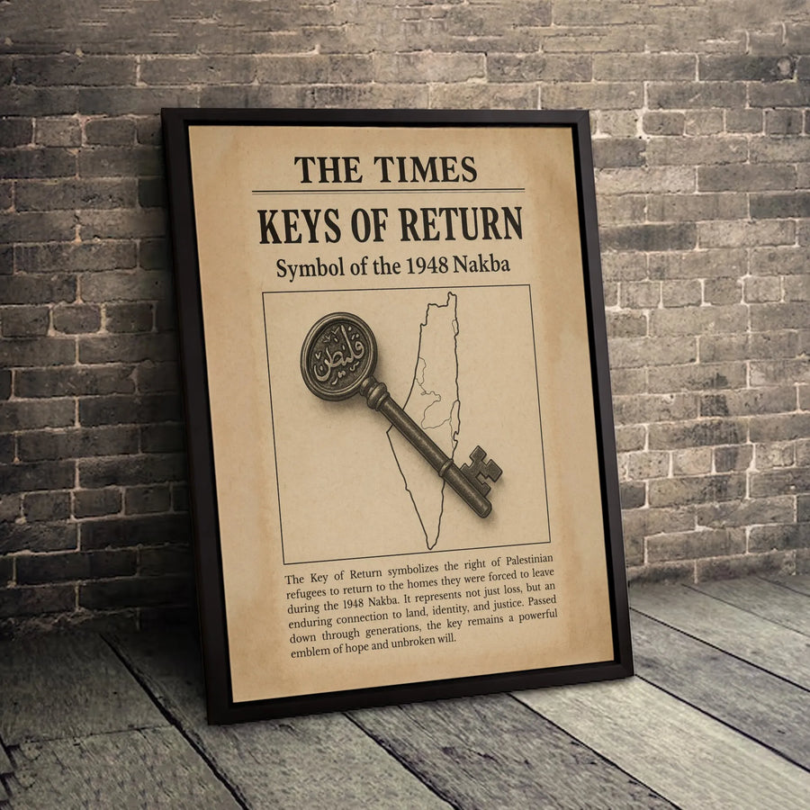 Key of Return Canvas | 1948 Nakba Palestinian Heritage Art | Premium Fade-Resistant Wall Decor | Meaningful Cultural Gift for Activists