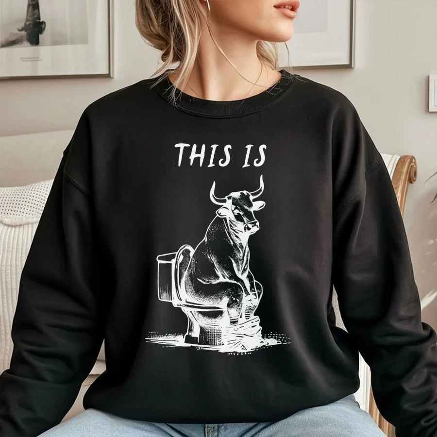 Funny Bull Shit Sweatshirt | Retro Illustration Graphic Tee | Premium Cotton Blend | Sarcastic Humor Gift For Men And Women