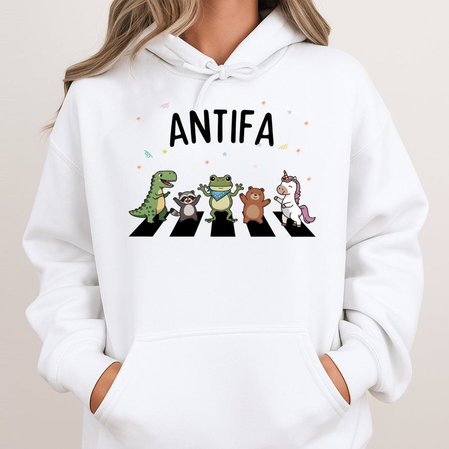 Antifa Hoodie | Cute Cartoon Animals Graphic | Premium Cotton-Poly Blend | Unisex Protest Gift