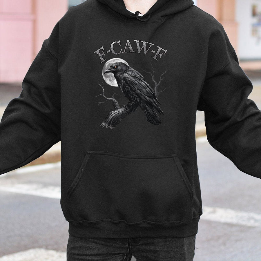 Raven Gothic Hoodie | Spooky Crow Moon Graphic Design | Premium Cotton-Poly Blend | Dark Humor Gift for Bird Lovers & Goth Aesthetic Fans