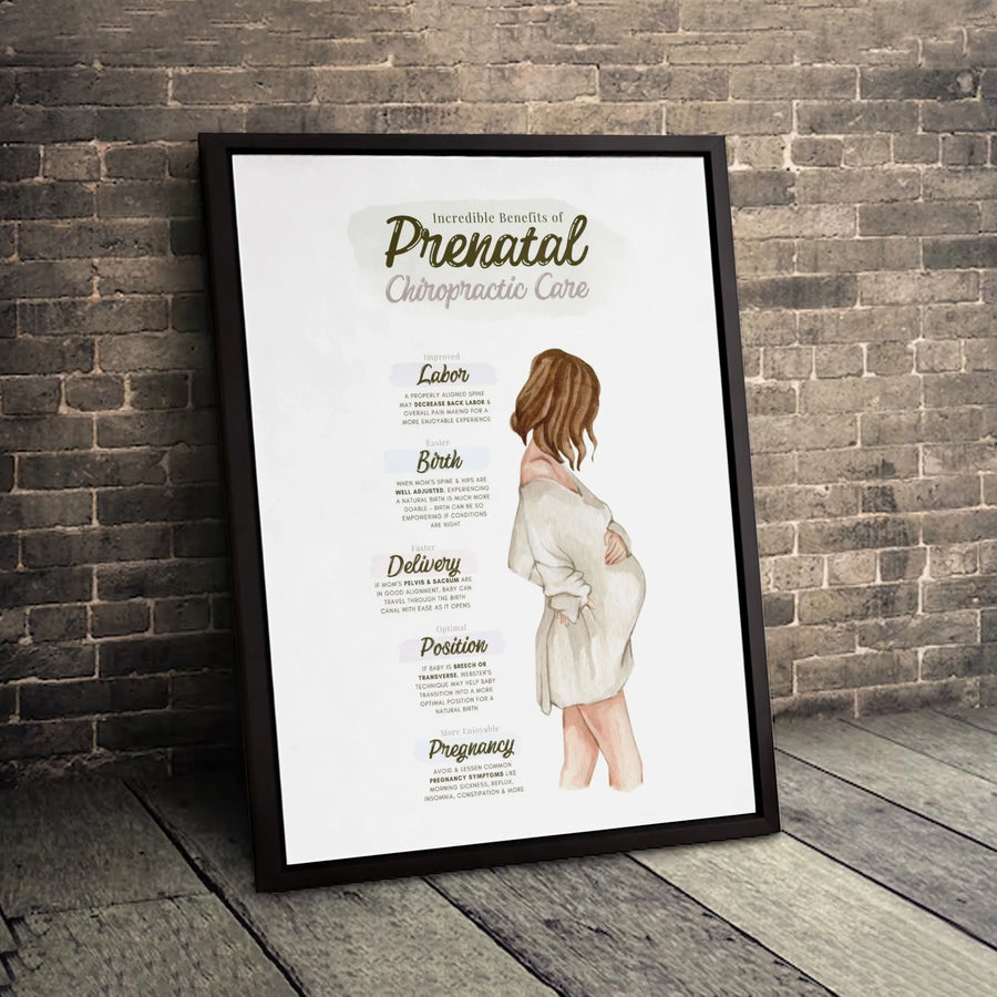 Prenatal Chiropractic Care Canvas | Educational Pregnancy Wellness Wall Art | Premium 1.25" Gallery Wrap | Chiropractor Office Decor Gift