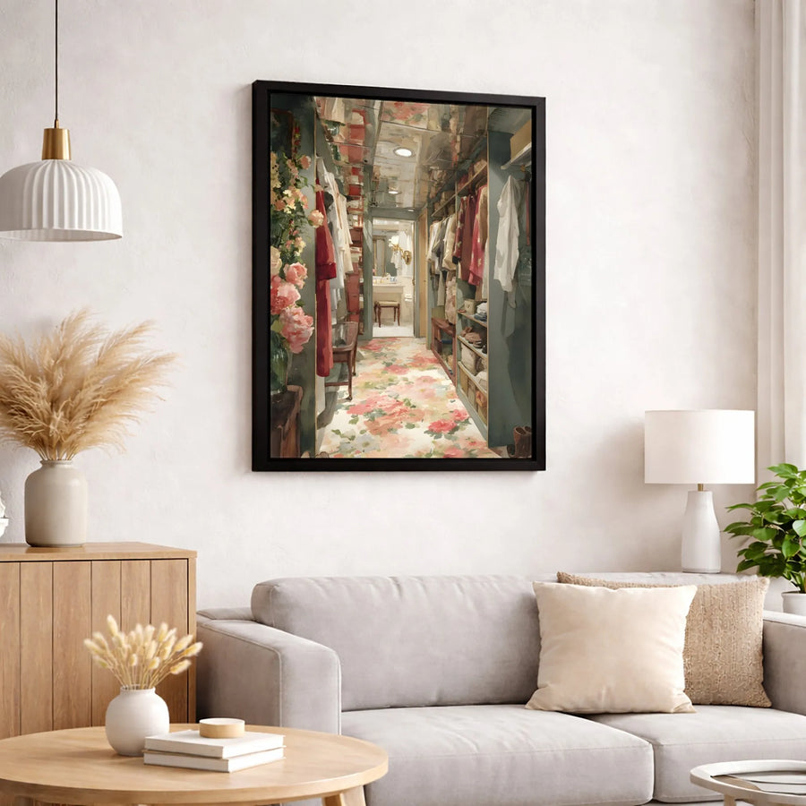 Luxurious Walk-In Closet Canvas Wall Art | Impressionist Floral Interior Design Print | Premium Gallery-Wrapped Decor | Elegant Home Gift for Her